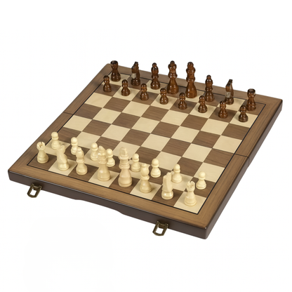 Jeu d’échecs avec plateau pliable en bois