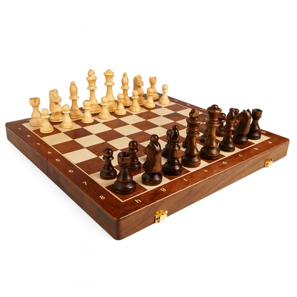 Jeu d’échecs  en bois avec plateau pliable