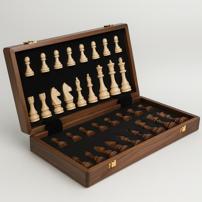 Jeu d’échecs  en bois avec plateau pliable