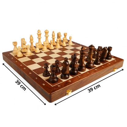 Jeu d’échecs  en bois avec plateau pliable